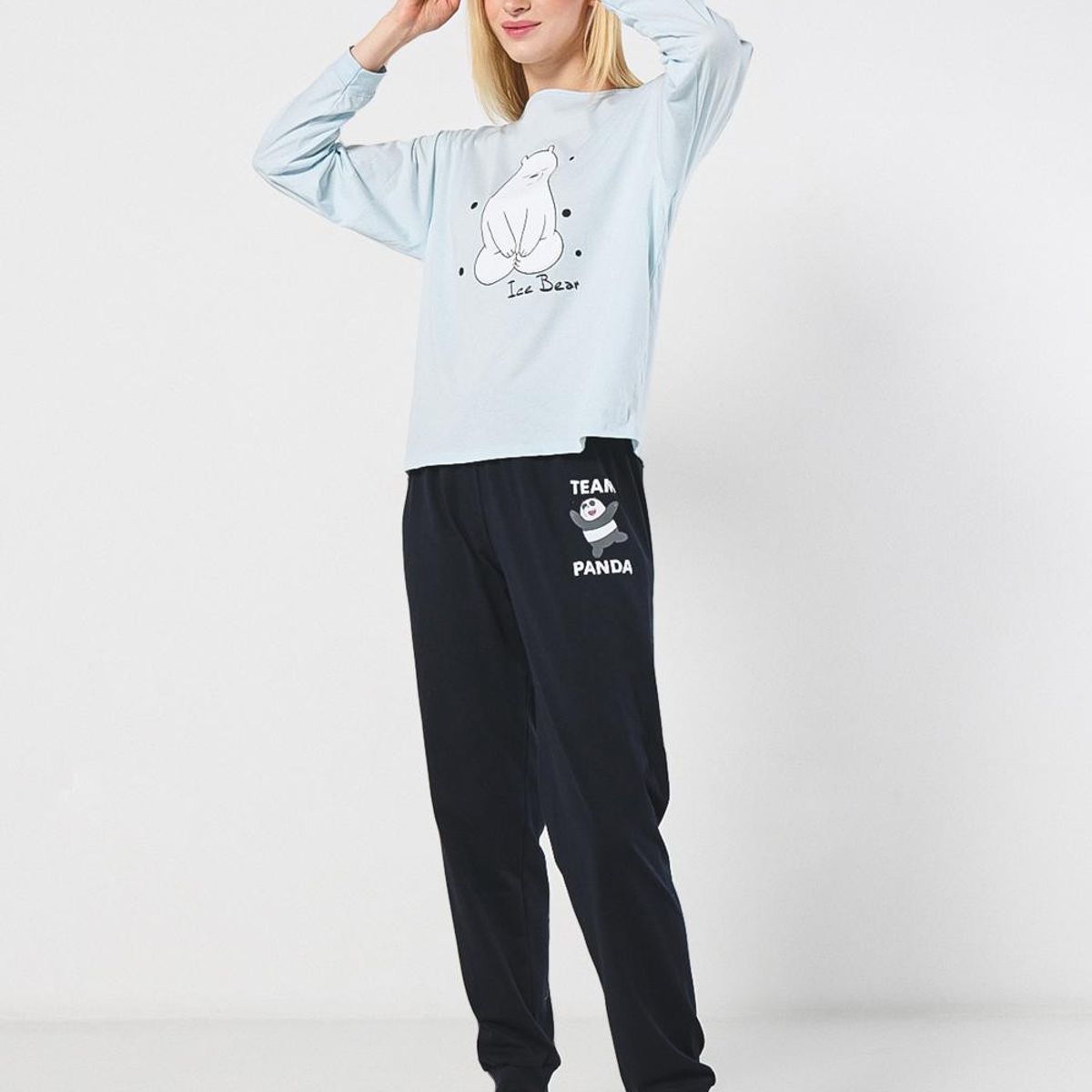 KOAJ - KOAJ Camiseta azul clara manga larga con diseño de Escandalo Mujer