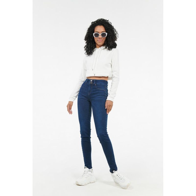 KOAJ - KOAJ Jean push up tiro alto azul intenso con doble botón y pre MUJER
