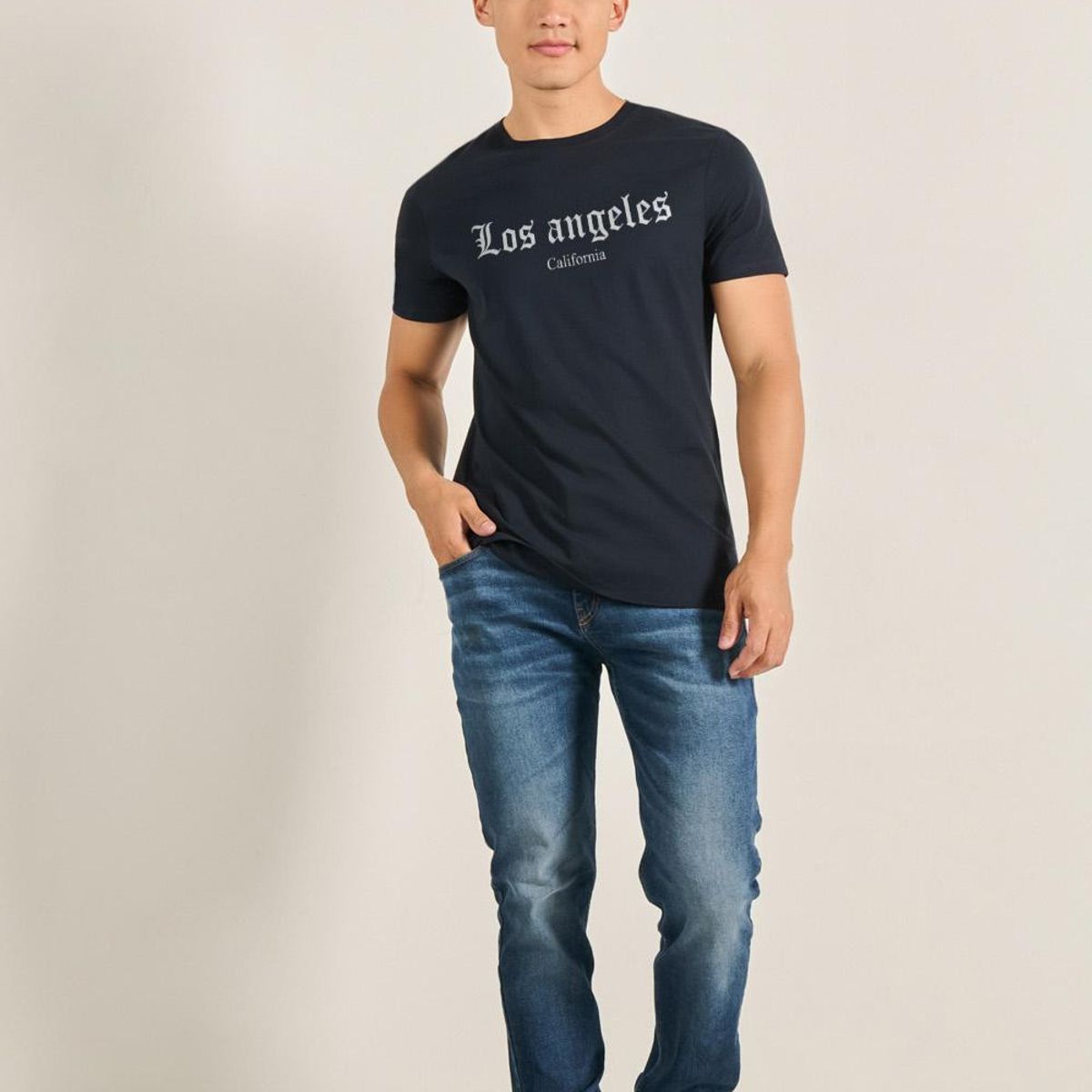 KOAJ - KOAJ Camiseta manga corta con estampado de Los Angeles Califor HOMBRE