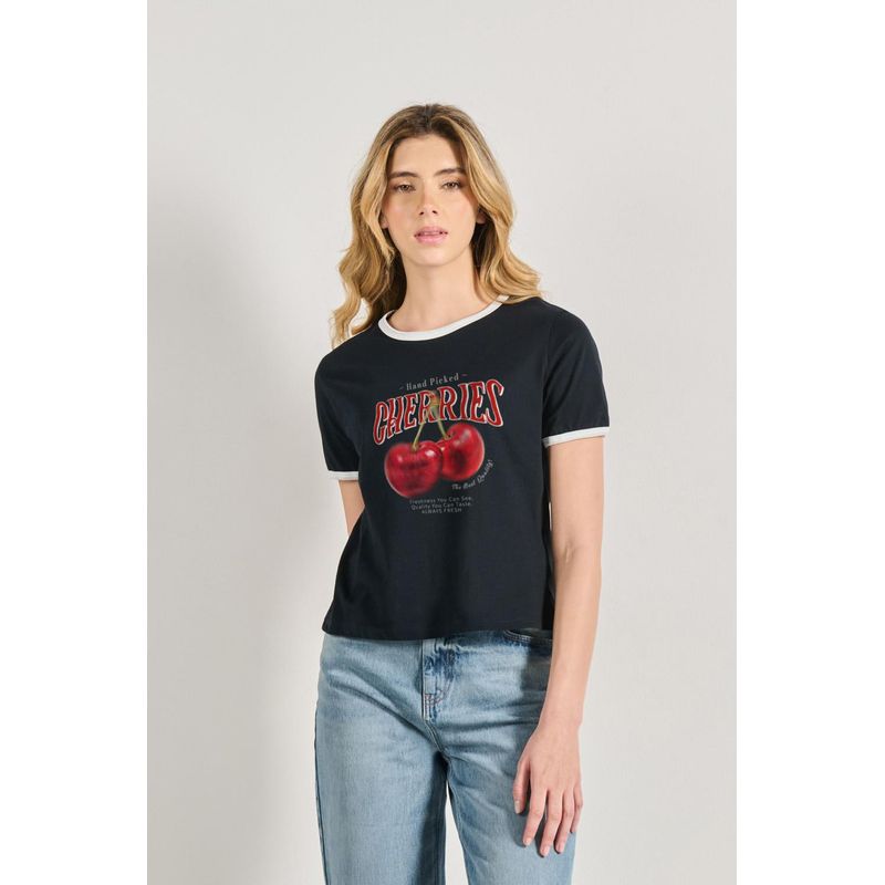KOAJ - KOAJ Camiseta de contrastes femenina de cherries MUJER