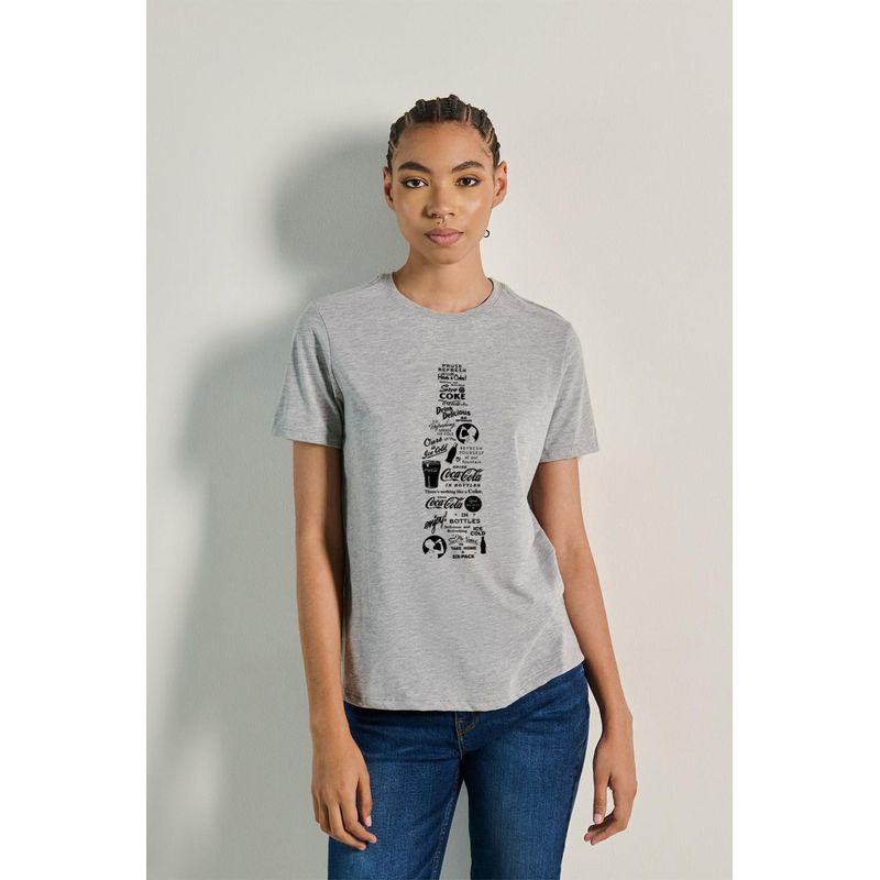 KOAJ - KOAJ Camiseta básica manga corta para mujer con estampado en e MUJER