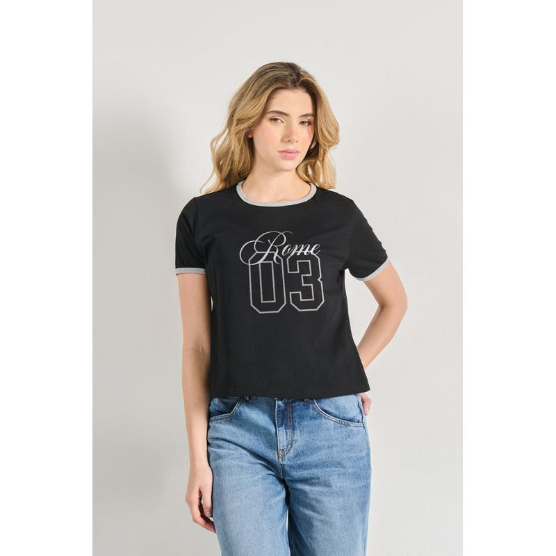 KOAJ - KOAJ Camiseta college de Roma unicolor manga corta y contraste MUJER