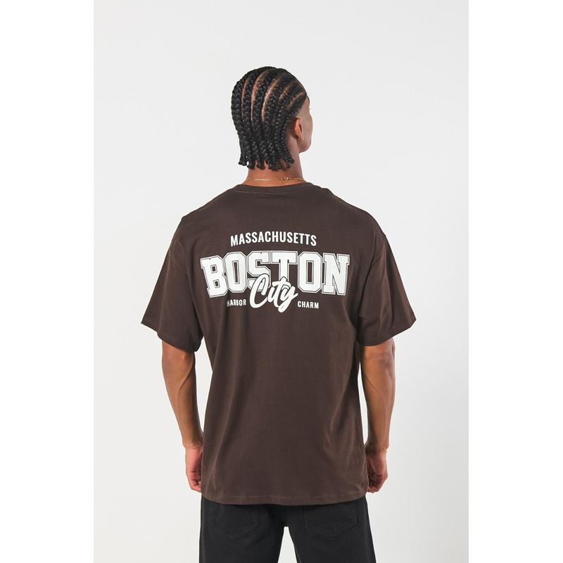 KOAJ - KOAJ Camiseta oversize manga corta con estampación tipo colleg HOMBRE