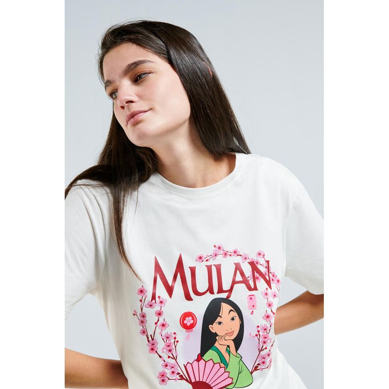 KOAJ - KOAJ Camiseta unicolor manga corta con estampado de Mulan MUJER
