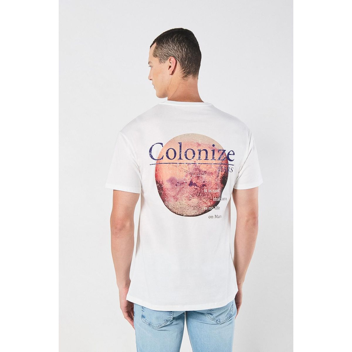 KOAJ - KOAJ Camiseta cuello redondo crema clara con estampados cósm