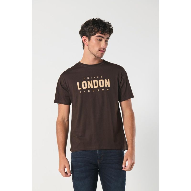 KOAJ - KOAJ Camiseta manga corta unicolor con estampado en frente est HOMBRE