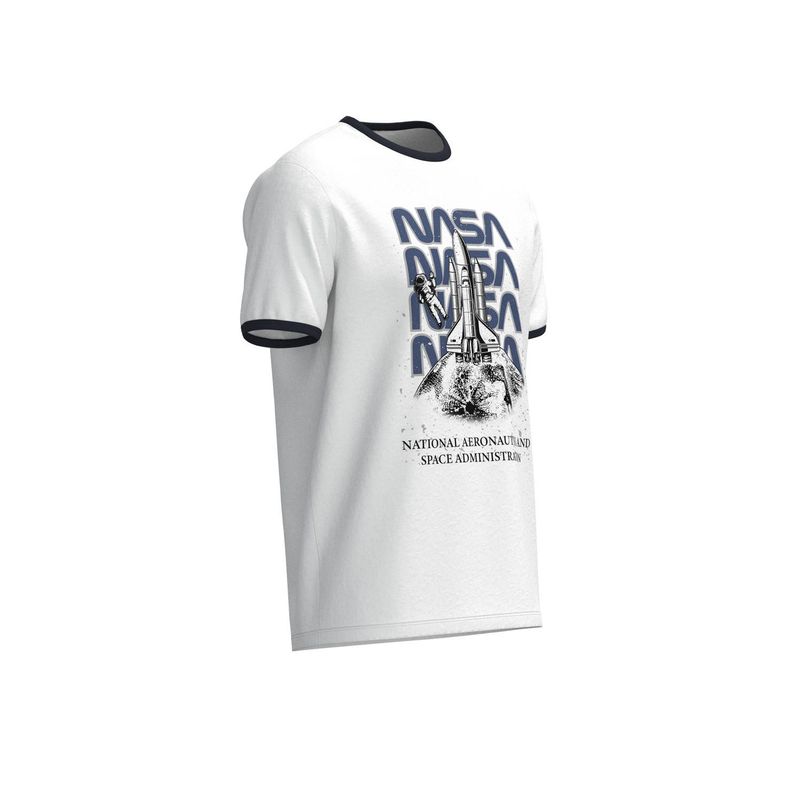 KOAJ - KOAJ Camiseta unicolor con contrastes, arte de NASA y manga HOMBRE