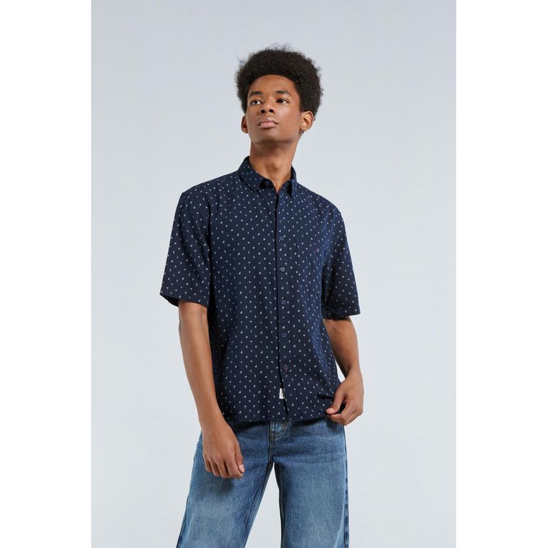 KOAJ - KOAJ Camisa unicolor con diseños en mini print, manga corta y  HOMBRE