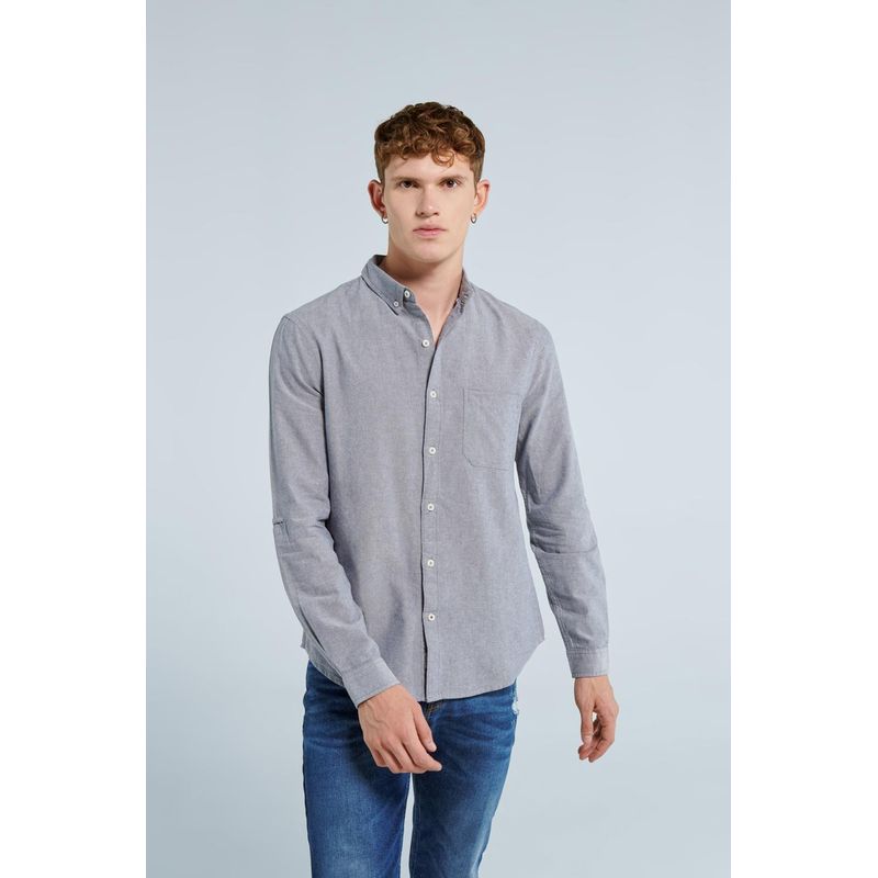 KOAJ - KOAJ Camisa cuello button down unicolor con manga larga y bols HOMBRE