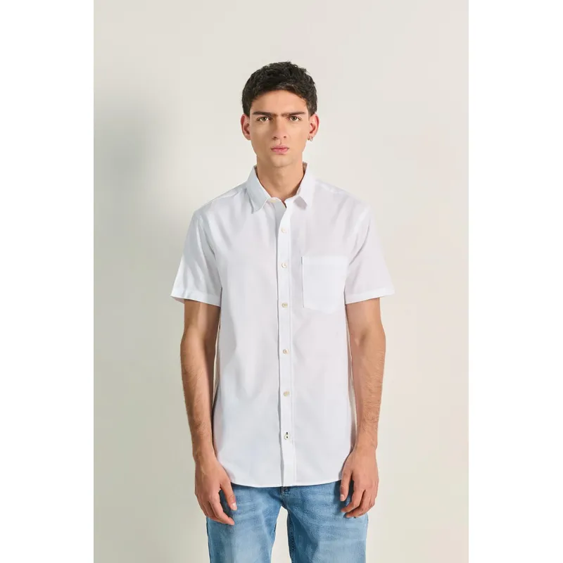 KOAJ - KOAJ Camisa manga corta para hombre en tono blanca, confecci Hombre