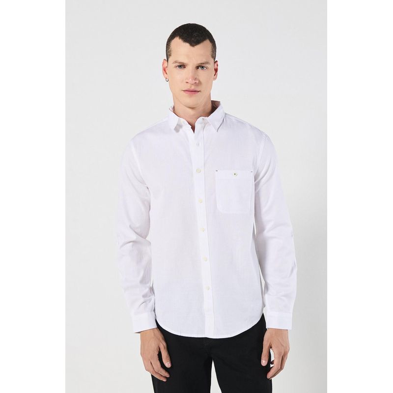 KOAJ - KOAJ Camisa unicolor con manga larga y bolsillo cuadrado HOMBRE