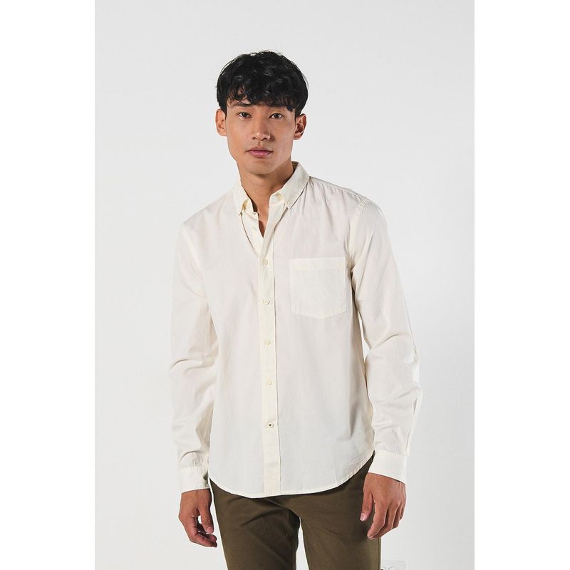 KOAJ - KOAJ Camisa unicolor manga larga con bolsillo y cuello button HOMBRE