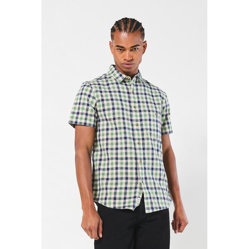 KOAJ - KOAJ Camisa sport collar a cuadros manga corta Hombre