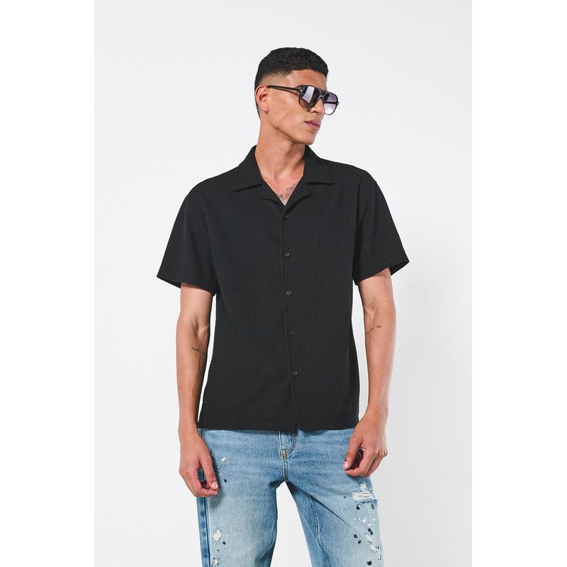 KOAJ - KOAJ Camisa unicolor en algodón manga corta y cuello sport col HOMBRE