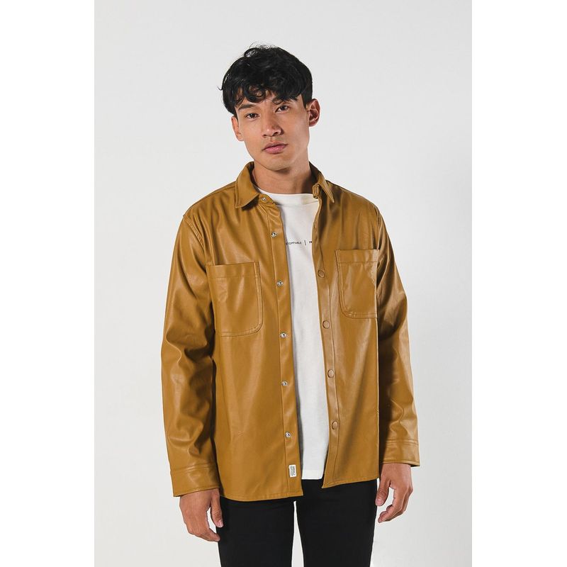 KOAJ - KOAJ Sobrecamisa unicolor en PU con broches y bolsillos Hombre