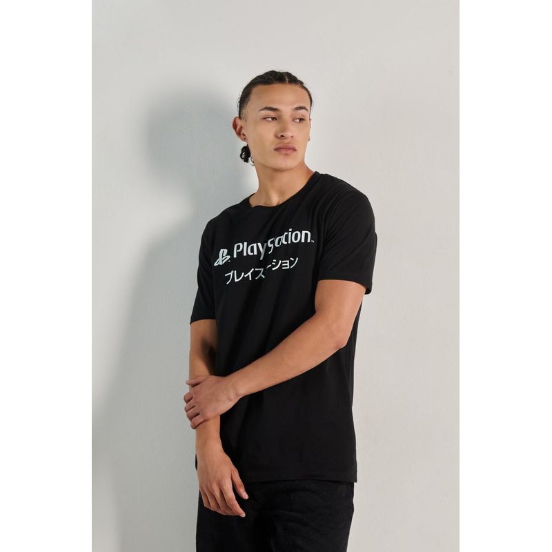 KOAJ - KOAJ Camiseta cuello redondo unicolor con diseÃ±o de PlaySta HOMBRE