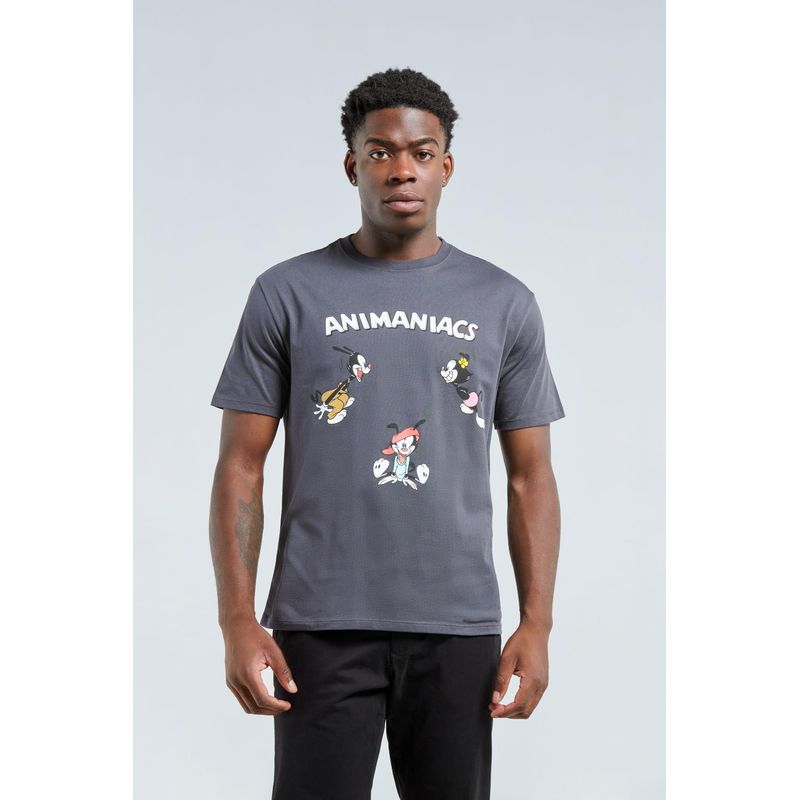 KOAJ - KOAJ Camiseta manga corta gris intensa con diseño de Animaniac HOMBRE