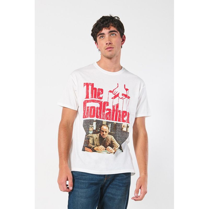 KOAJ - KOAJ Camiseta crema clara manga corta con diseño del Padrino HOMBRE