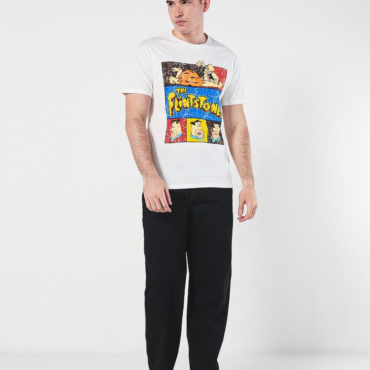 KOAJ - KOAJ Camiseta manga corta con estampado de Los Picapiedra. Hombre