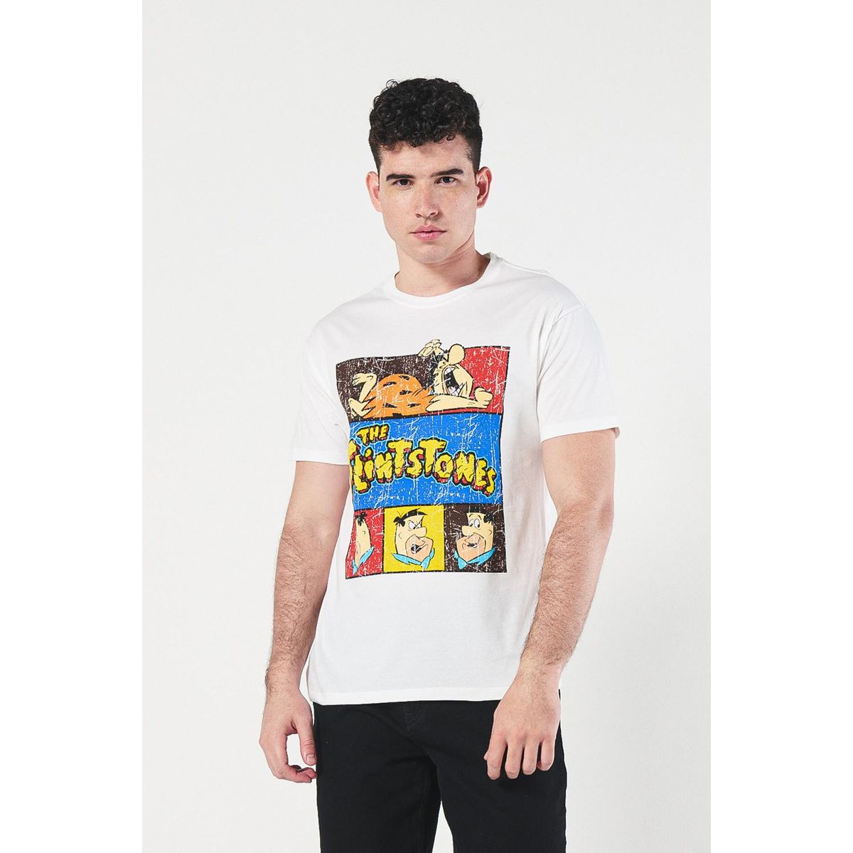 KOAJ - KOAJ Camiseta manga corta con estampado de Los Picapiedra. Hombre