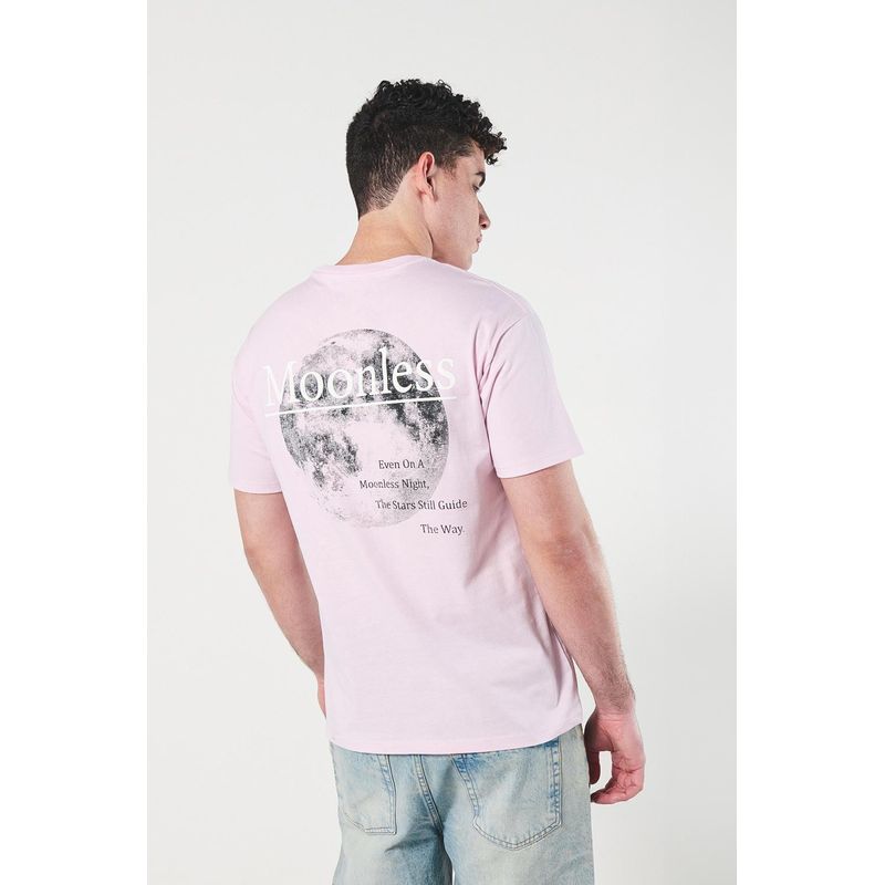 KOAJ - KOAJ Camiseta rosada manga corta con diseños cósmicos Hombre