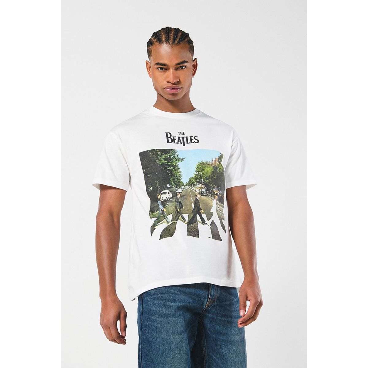 KOAJ - KOAJ Camiseta de The Beatles crema clara con manga corta Hombre