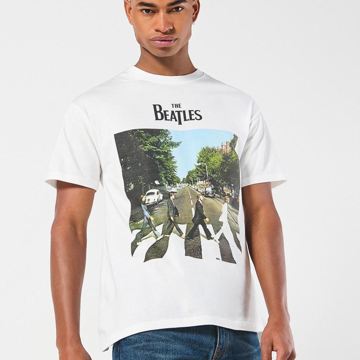 KOAJ - KOAJ Camiseta de The Beatles crema clara con manga corta Hombre