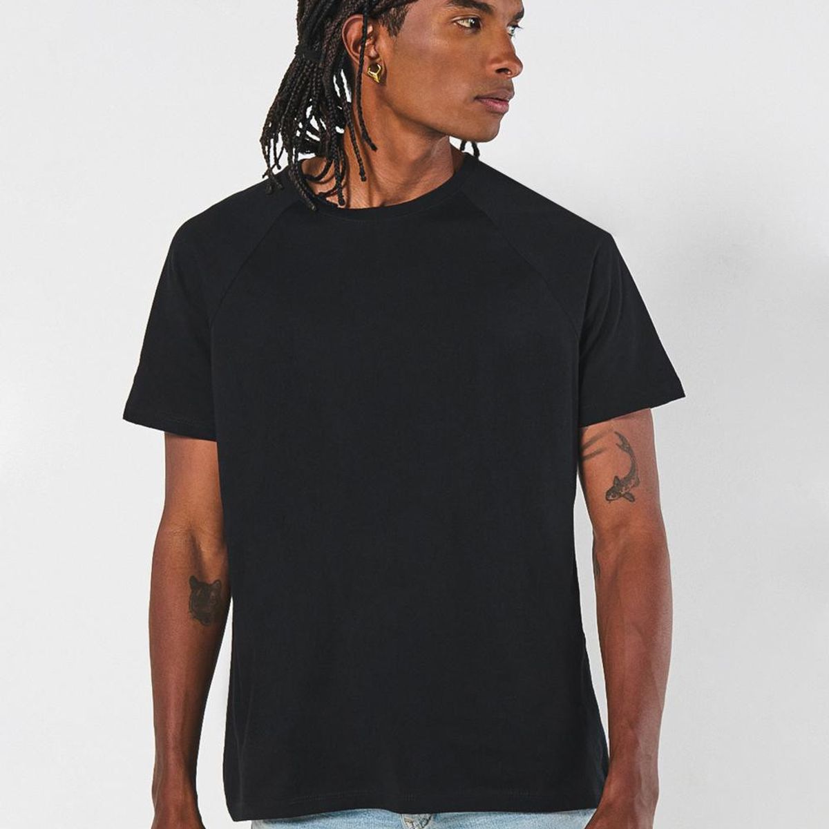 KOAJ - KOAJ Camiseta en algodón unicolor con manga ranglan corta Hombre