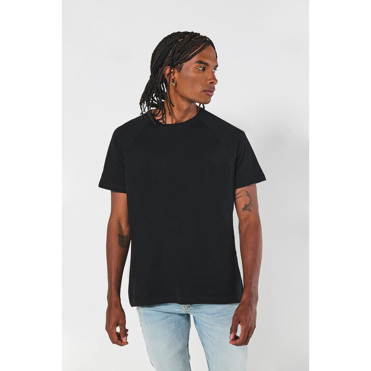 KOAJ - KOAJ Camiseta en algodón unicolor con manga ranglan corta Hombre