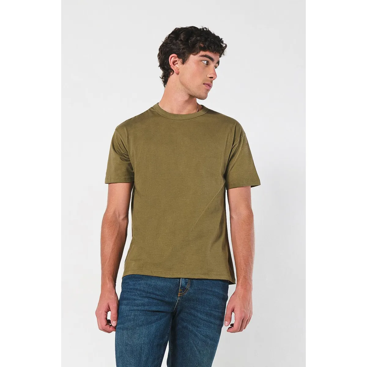 KOAJ - KOAJ Camiseta unicolor en algodón con hombro rodado y manga  Hombre