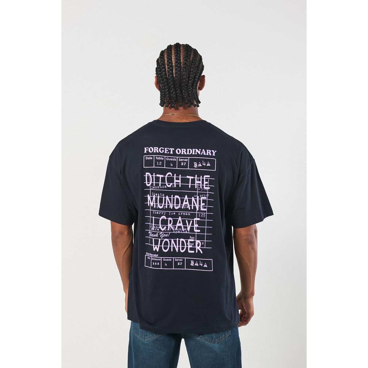 KOAJ - KOAJ Camiseta azul oversize manga corta con diseños urbanos Hombre