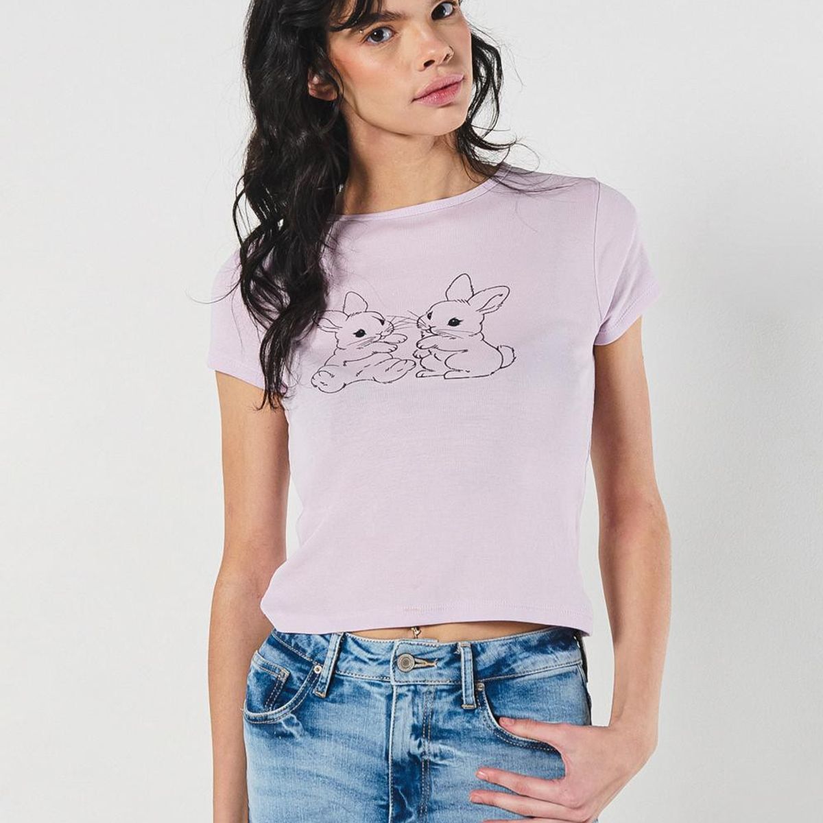 KOAJ - KOAJ Camiseta en rib unicolor manga corta con diseño coquet Hombre