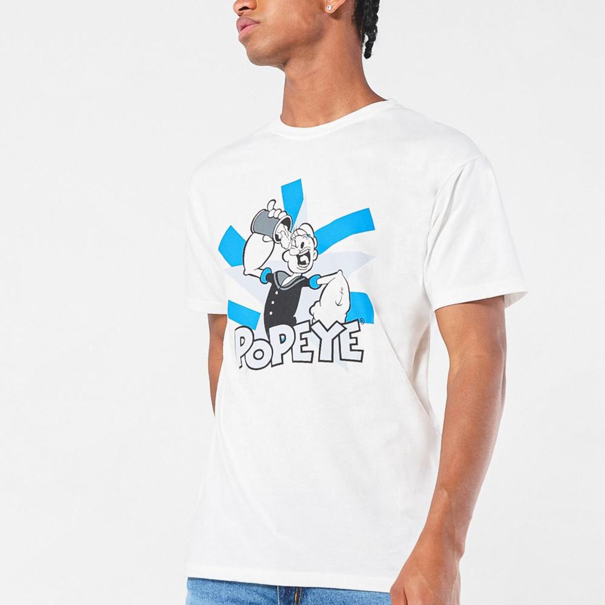 KOAJ - KOAJ Camiseta crema clara cuello redondo con diseño de Popey Hombre