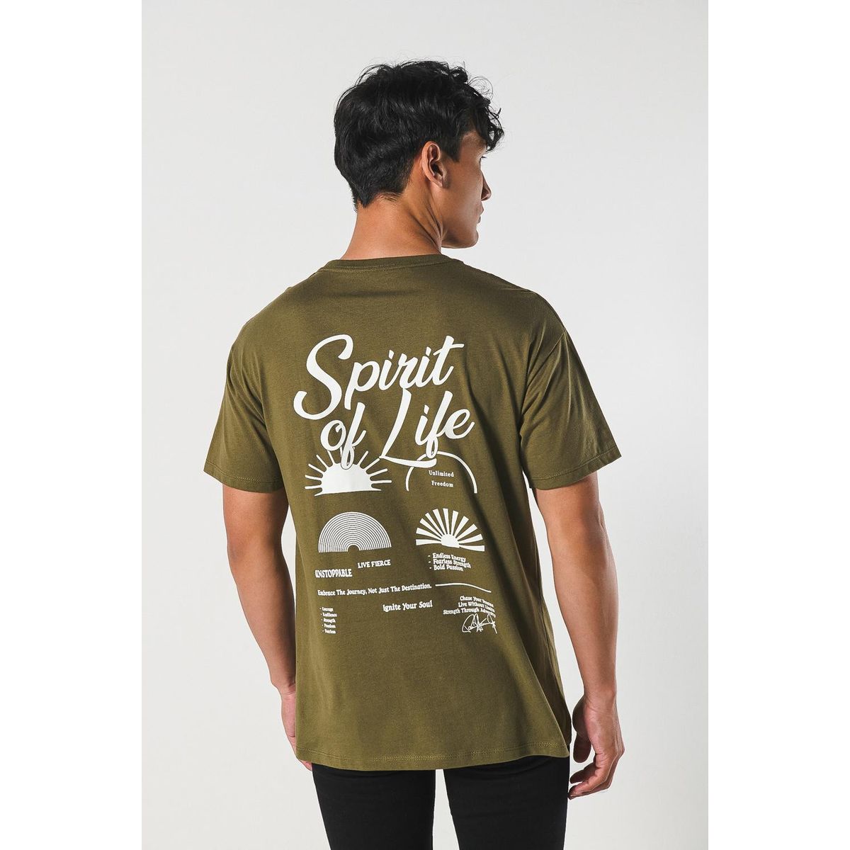 KOAJ - KOAJ Camiseta cuello redondo unicolor con diseños de paisaje Hombre