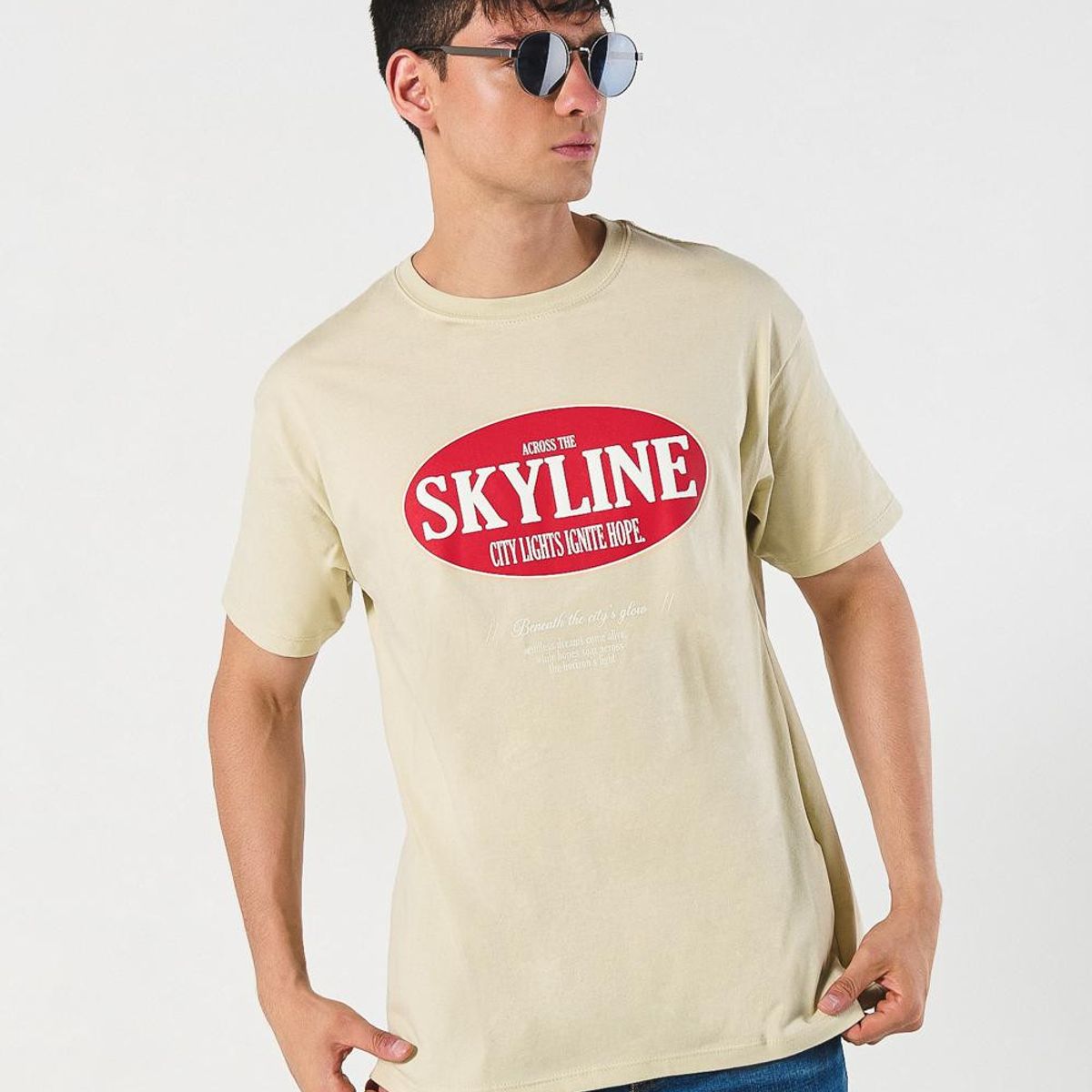 KOAJ - KOAJ Camiseta unicolor con estampado urbano y manga corta Hombre