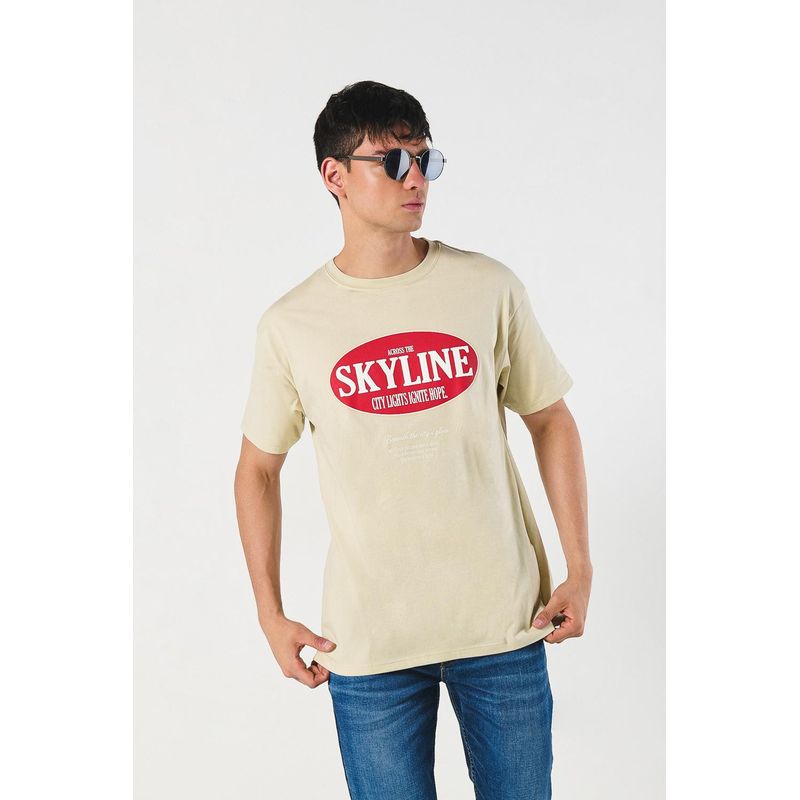 KOAJ - KOAJ Camiseta manga corta unicolor con estampado en frente Hombre