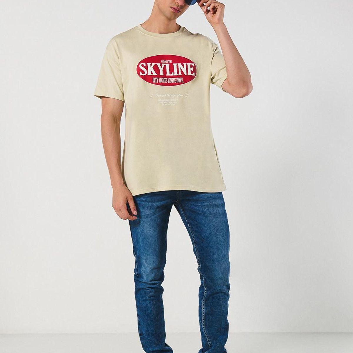 KOAJ - KOAJ Camiseta unicolor con estampado urbano y manga corta Hombre