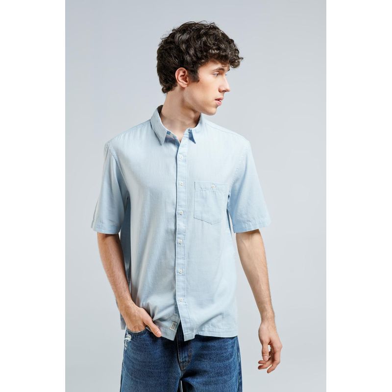 KOAJ - KOAJ Camisa unicolor en algodón con bolsillo, manga corta y cu HOMBRE