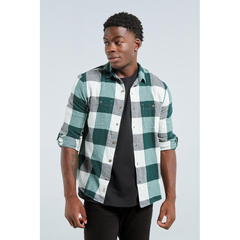 KOAJ - KOAJ Camisa cuello sport con manga larga en tela a cuados. HOMBRE