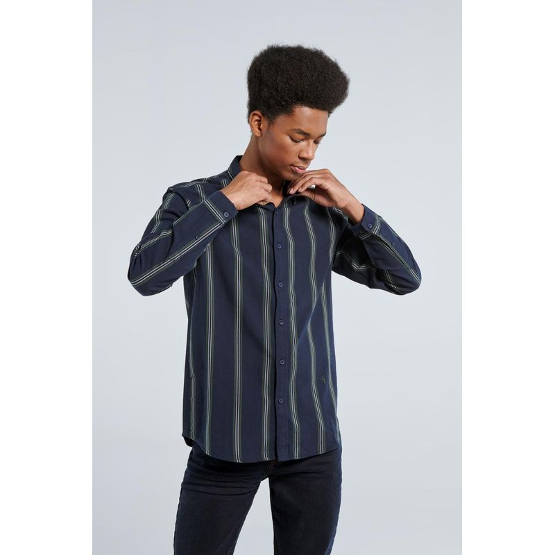 KOAJ - KOAJ Camisa unicolor con cuello sport collar y diseños de raya HOMBRE