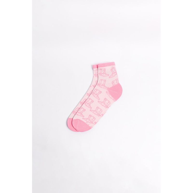 KOAJ - KOAJ Medias cortas rosadas con diseños vaqueros y contrastes MUJER