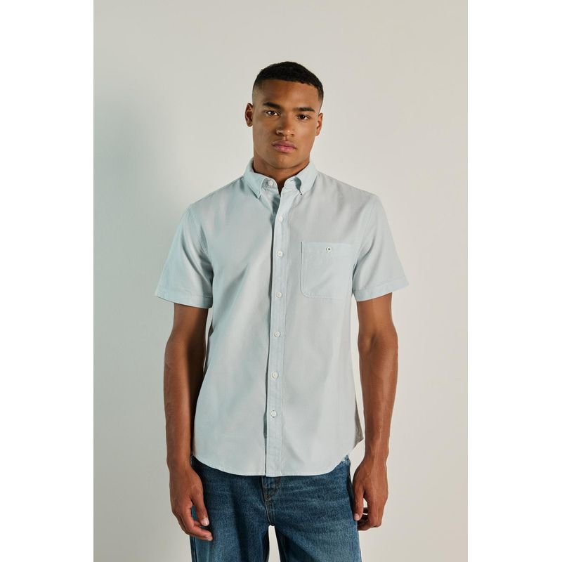 KOAJ - KOAJ Camisa unicolor manga corta para hombre cuenta con cierre HOMBRE
