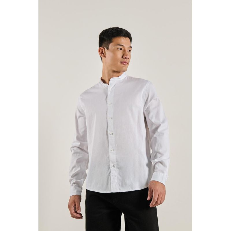 KOAJ - KOAJ Camisa unicolor con cuello nerú, botones y manga larga HOMBRE