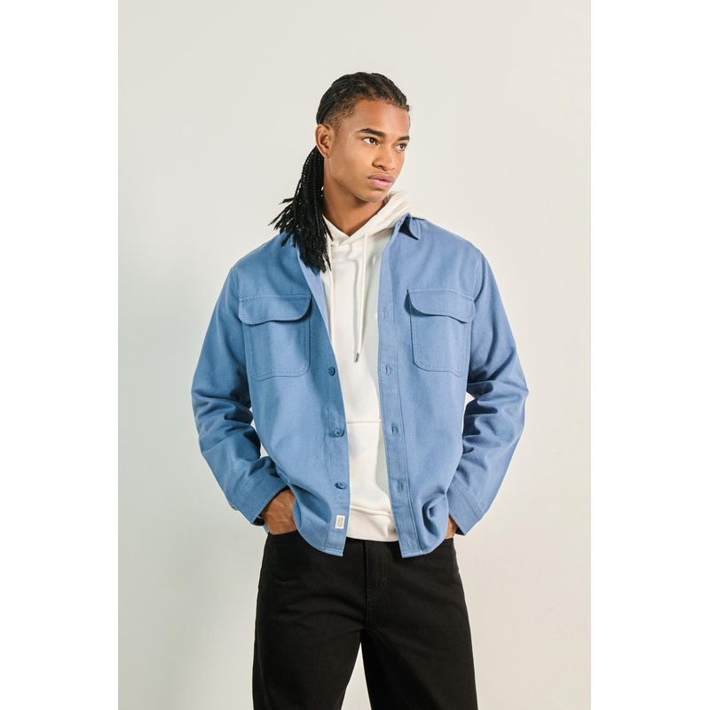 KOAJ - KOAJ Sobre camisa en colores solidos de onda utilitaria con  Hombre