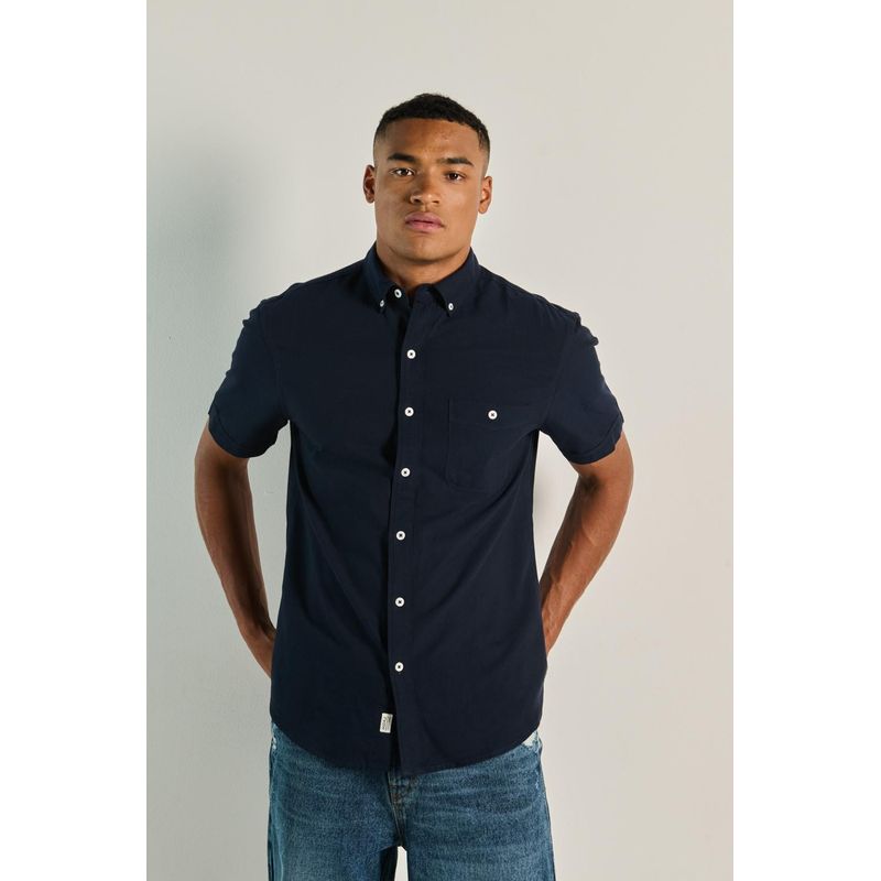 KOAJ - KOAJ Camisa unicolor manga corta para hombre cuenta con cierre HOMBRE