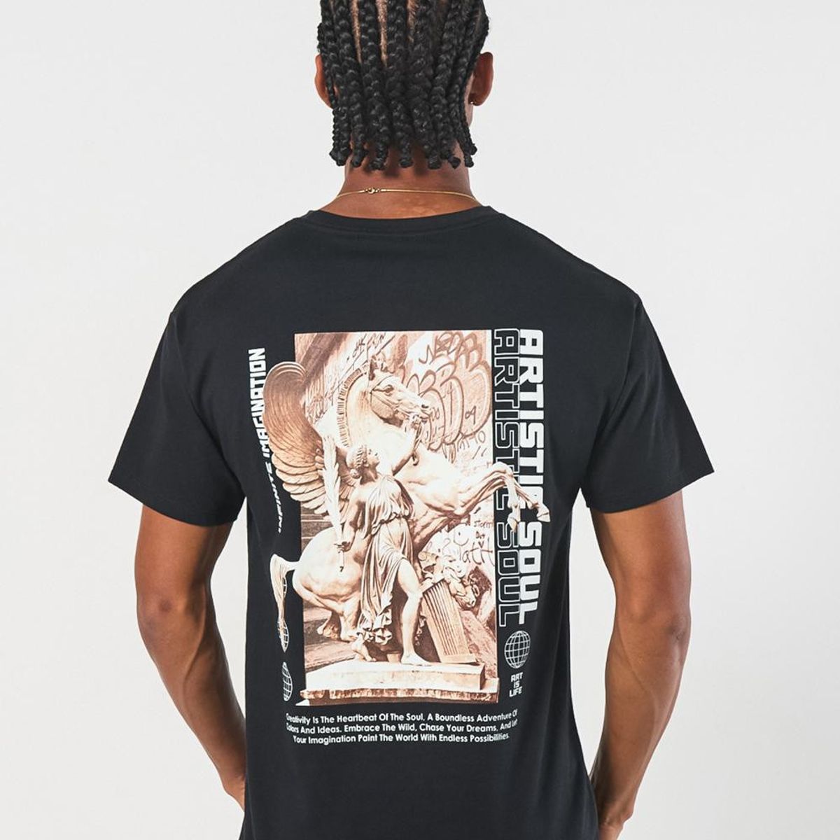 KOAJ - KOAJ Camiseta manga corta unicolor con estampado en frente y Hombre