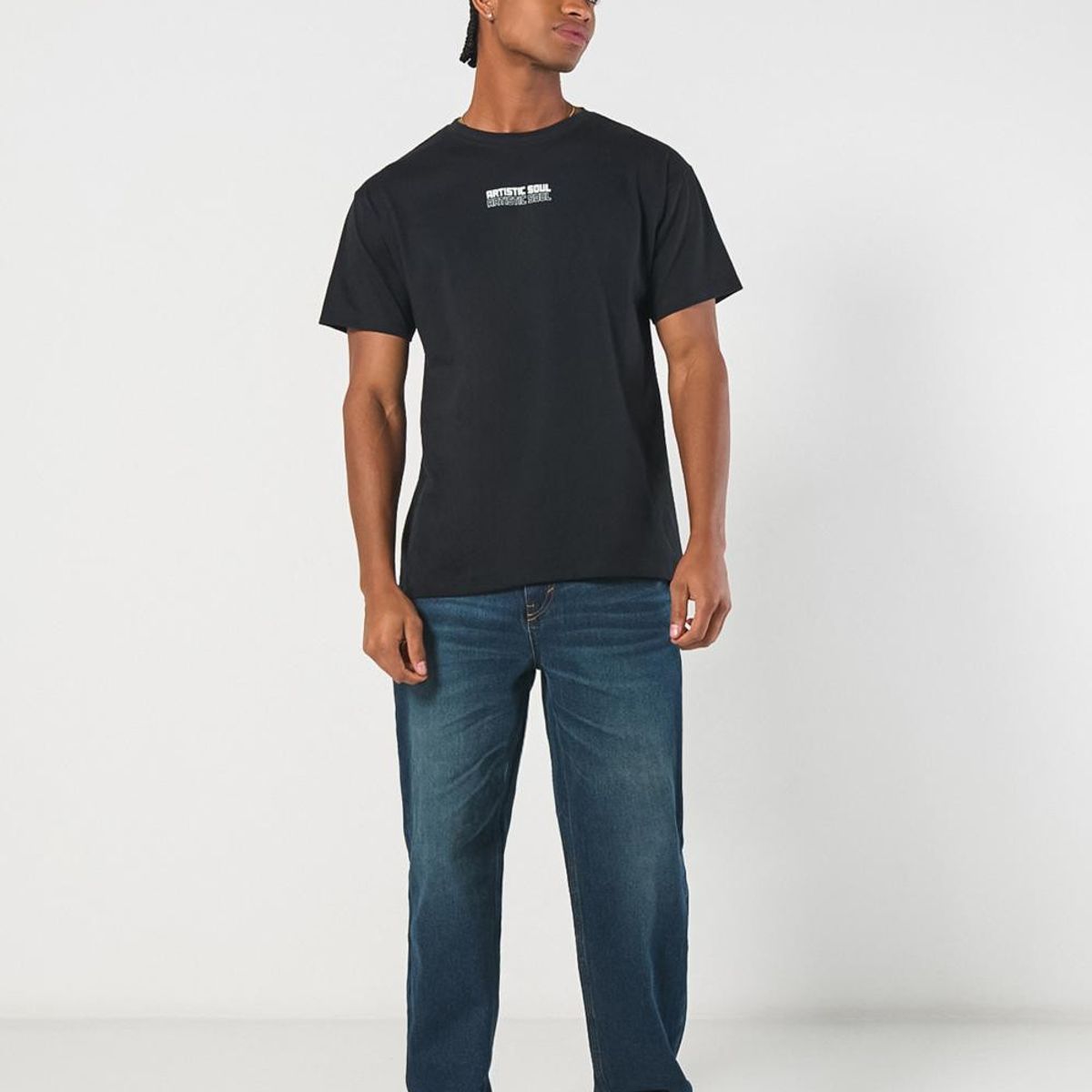 KOAJ - KOAJ Camiseta manga corta unicolor con estampado en frente y Hombre