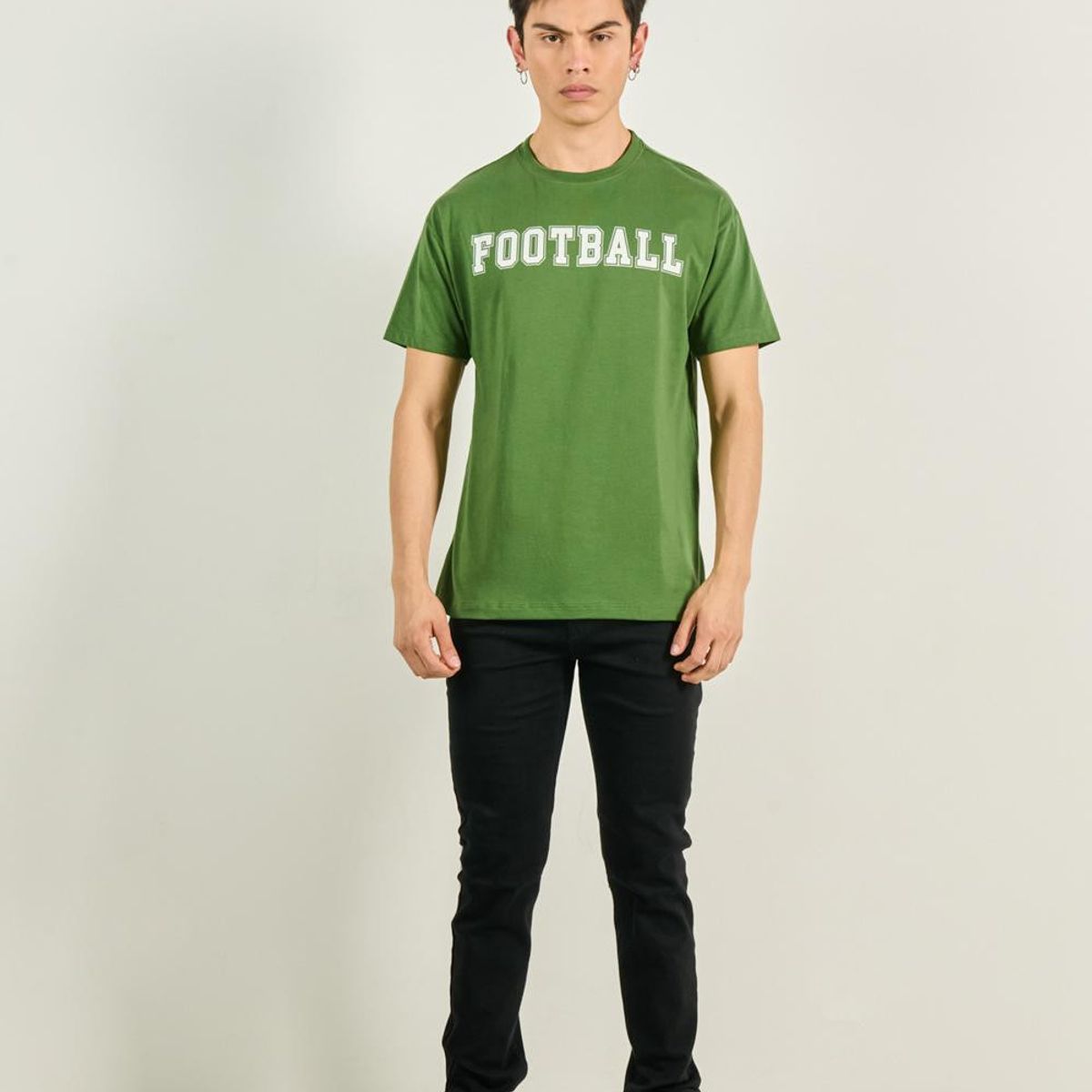 KOAJ - KOAJ Camiseta manga corta unicolor con estampado en frente e Hombre