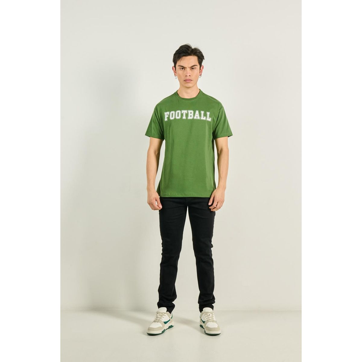 KOAJ - KOAJ Camiseta manga corta unicolor con estampado en frente e Hombre