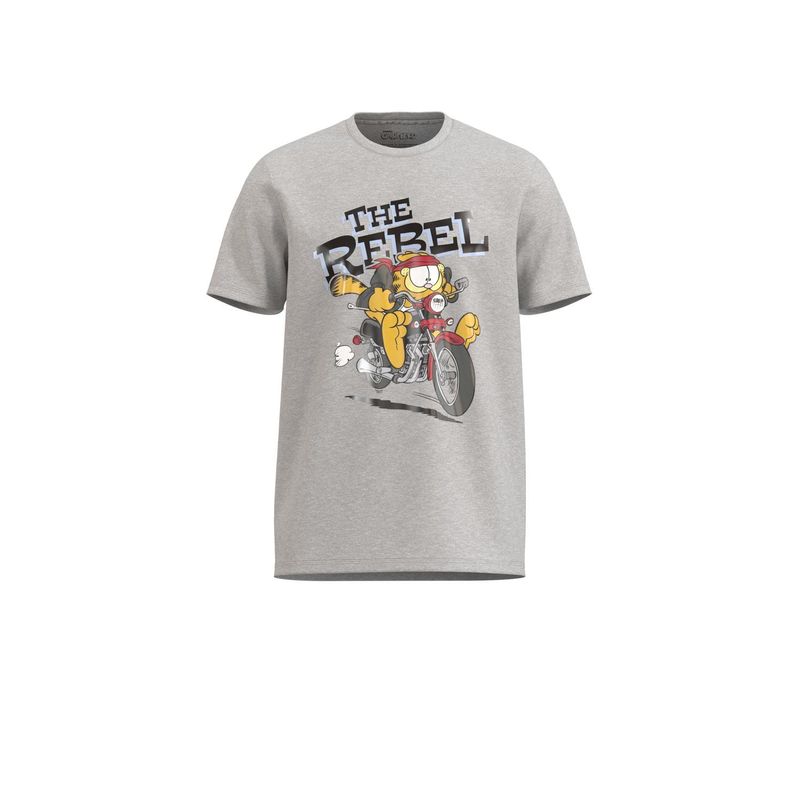 KOAJ - KOAJ Camiseta unicolor con diseÃ±o de Garfield y cuello redo MUJER